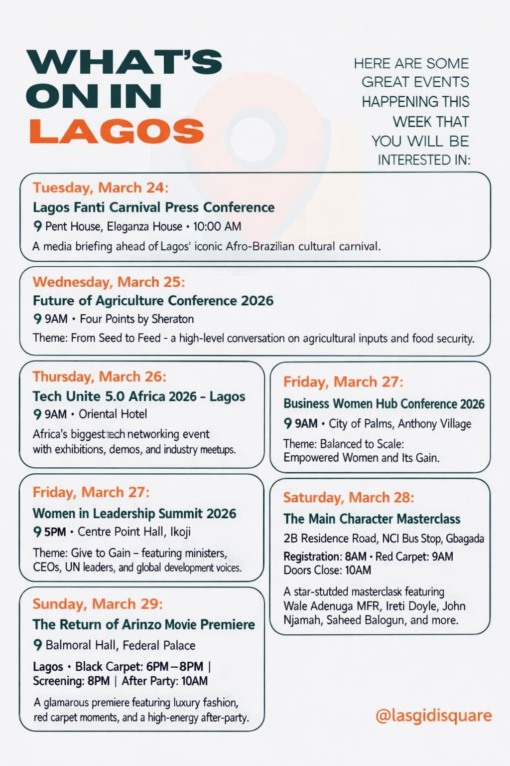 WHAT'S ON IN LAGOS : 7 Unmissable Events This Week